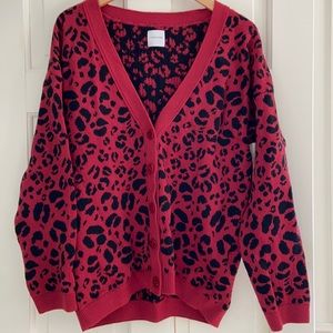 Anine Bing red leopard cardigan